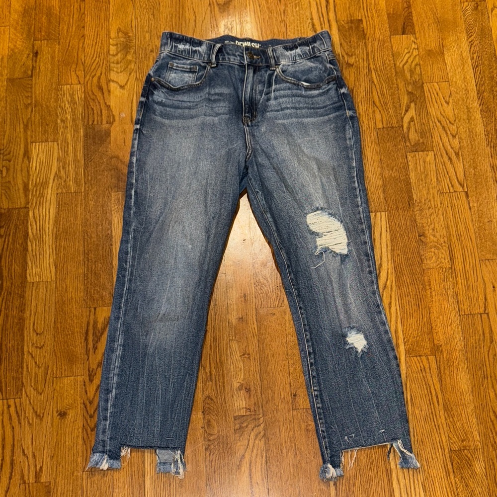 Rewash Dark Blue Distressed Ankle Jeans